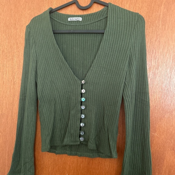 Reformation Tops - Green Reformation Geller Knit Top